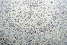 Close-up detail of New Nain rug from Iran / Persia showing Wool weave