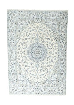 Full view of New Nain rug from Iran / Persia, 344 × 244 cm in Beige tones