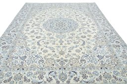 Surface texture of New Nain rug with natural Wool and intricate pattern