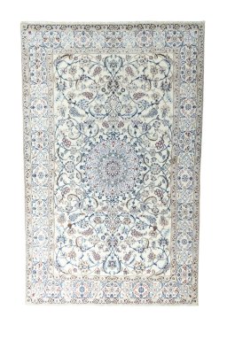 Full view of New Nain rug from Iran / Persia, 310 × 195 cm in Beige tones