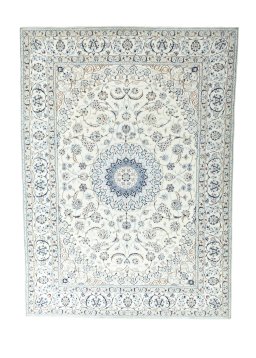 Full view of New Nain rug from Iran / Persia, 353 × 256 cm in Beige tones