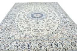 Surface texture of New Nain rug with natural Wool and intricate pattern