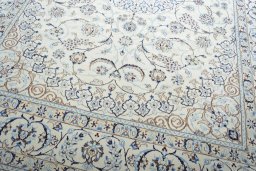 Close-up detail of New Nain rug from Iran / Persia showing Wool weave