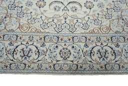 Full view of New Nain rug from Iran / Persia, 353 × 256 cm in Beige tones