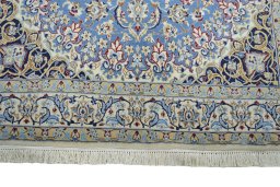 Full view of 2000s Nain rug from Iran / Persia, 288 × 167 cm in Blue tones