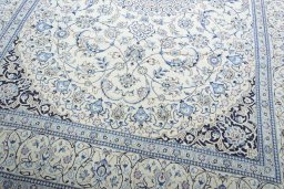 Close-up detail of New Nain rug from Iran / Persia showing Wool weave