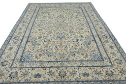 Surface texture of New Nain rug with natural Wool and intricate pattern