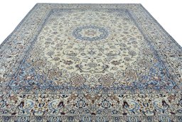 Surface texture of New Nain rug with natural Wool and intricate pattern