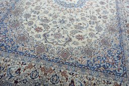 Close-up detail of New Nain rug from Iran / Persia showing Wool weave