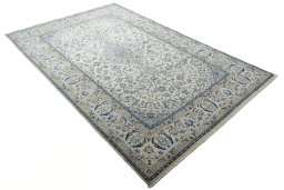 Close-up detail of New Nain rug from Iran / Persia showing Wool weave