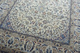 Close-up detail of New Nain rug from Iran / Persia showing Wool weave