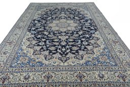 Surface texture of New Nain rug with natural Wool and intricate pattern