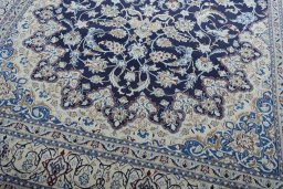 Close-up detail of New Nain rug from Iran / Persia showing Wool weave