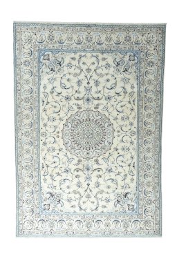 Full view of New Nain rug from Iran / Persia, 356 × 246 cm in Beige tones
