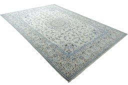 Close-up detail of New Nain rug from Iran / Persia showing Wool weave