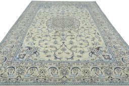 Surface texture of New Nain rug with natural Wool and intricate pattern