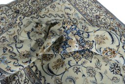 Surface texture of New Nain rug with natural Wool and intricate pattern