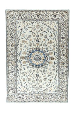 Full view of New Nain rug from Iran / Persia, 300 × 204 cm in Beige tones
