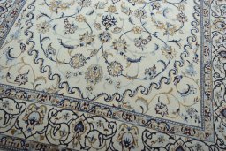 Close-up detail of New Nain rug from Iran / Persia showing Wool weave
