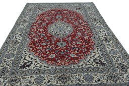 Surface texture of New Nain rug with natural Wool and intricate pattern