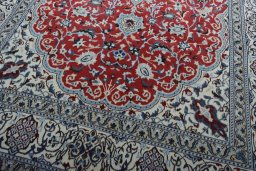 Close-up detail of New Nain rug from Iran / Persia showing Wool weave