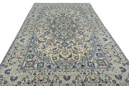 Surface texture of New Nain rug with natural Wool and intricate pattern