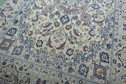 Close-up detail of New Nain rug from Iran / Persia showing Wool weave