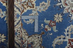 Close-up detail of New Nain rug from Iran / Persia showing Wool weave