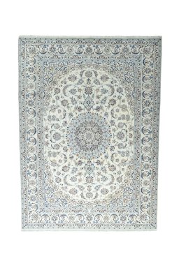 Full view of New Nain rug from Iran / Persia, 355 × 258 cm in Beige tones