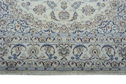 Full view of New Nain rug from Iran / Persia, 355 × 258 cm in Beige tones