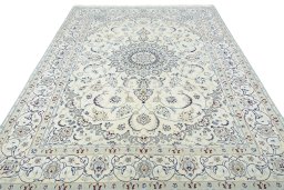 Surface texture of New Nain rug with natural Wool and intricate pattern
