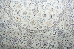 Close-up detail of New Nain rug from Iran / Persia showing Wool weave