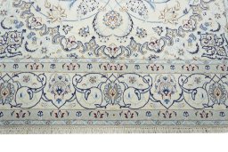 Full view of New Nain rug from Iran / Persia, 304 × 207 cm in Beige tones