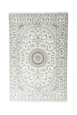 Full view of New Nain rug from Iran / Persia, 302 × 200 cm in Beige tones