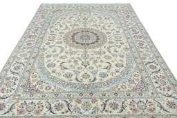 Surface texture of New Nain rug with natural Wool and intricate pattern