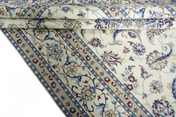 Close-up detail of New Nain rug from Iran / Persia showing Wool weave