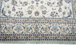 Full view of New Nain rug from Iran / Persia, 316 × 202 cm in Beige tones