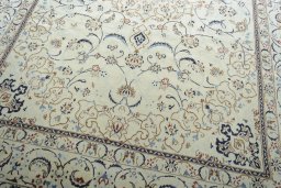 Close-up detail of New Nain rug from Iran / Persia showing Wool weave