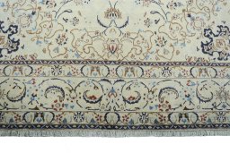 Full view of New Nain rug from Iran / Persia, 352 × 244 cm in Beige tones
