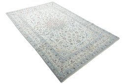 Close-up detail of New Nain rug from Iran / Persia showing Wool weave