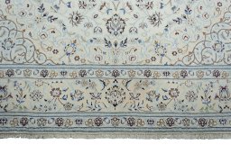 Full view of New Nain rug from Iran / Persia, 324 × 212 cm in Beige tones