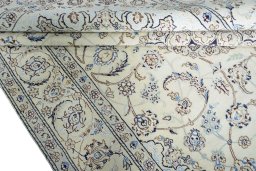 Close-up detail of New Nain rug from Iran / Persia showing Wool weave