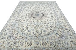 Surface texture of New Nain rug with natural Wool and intricate pattern