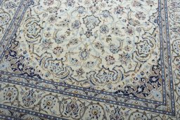 Close-up detail of New Nain rug from Iran / Persia showing Wool weave