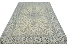 Surface texture of New Nain rug with natural Wool and intricate pattern