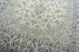 Close-up detail of New Nain rug from Iran / Persia showing Wool weave