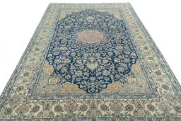 Surface texture of 1970s Nain rug with natural Cork and intricate pattern