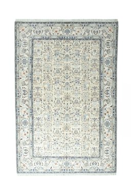 Full view of New Nain rug from Iran / Persia, 312 × 210 cm in Beige tones