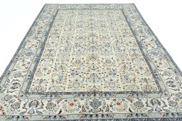Surface texture of New Nain rug with natural Wool and intricate pattern