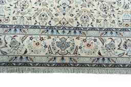 Full view of New Nain rug from Iran / Persia, 312 × 210 cm in Beige tones